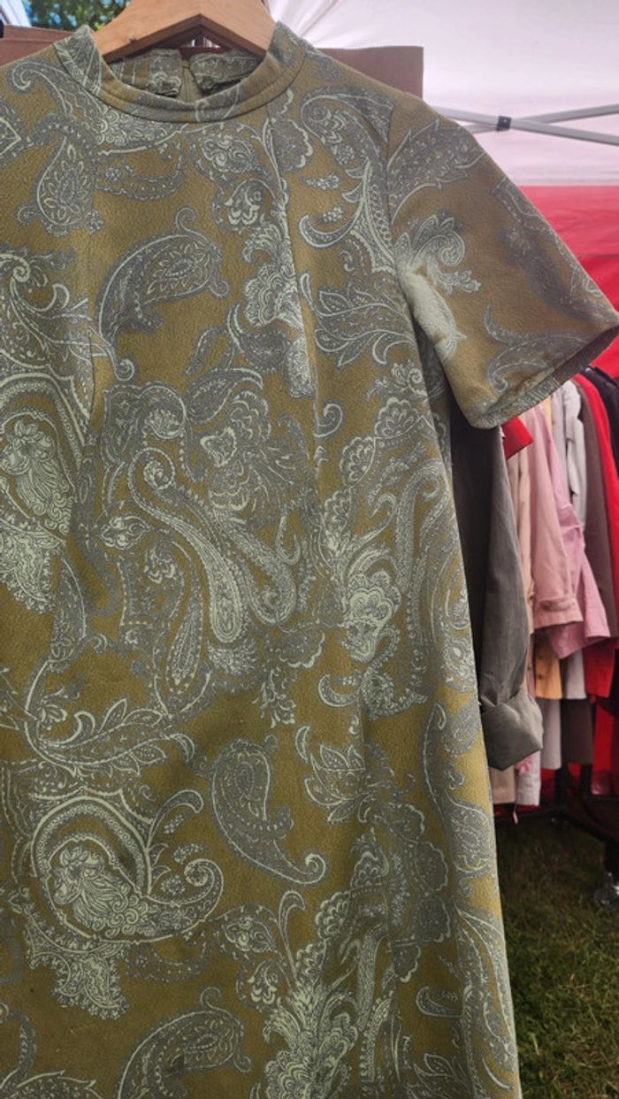 Superbe robe a motifs cachemire annees 70's - photo numéro 2