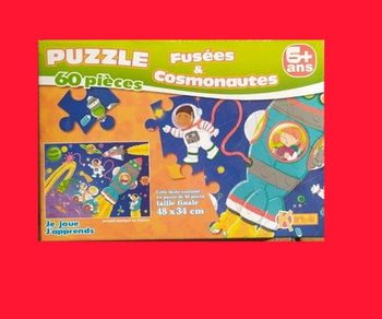 Puzzle Enfant 60 Pièces Fusée Et Cosmonautes 6 Ans +