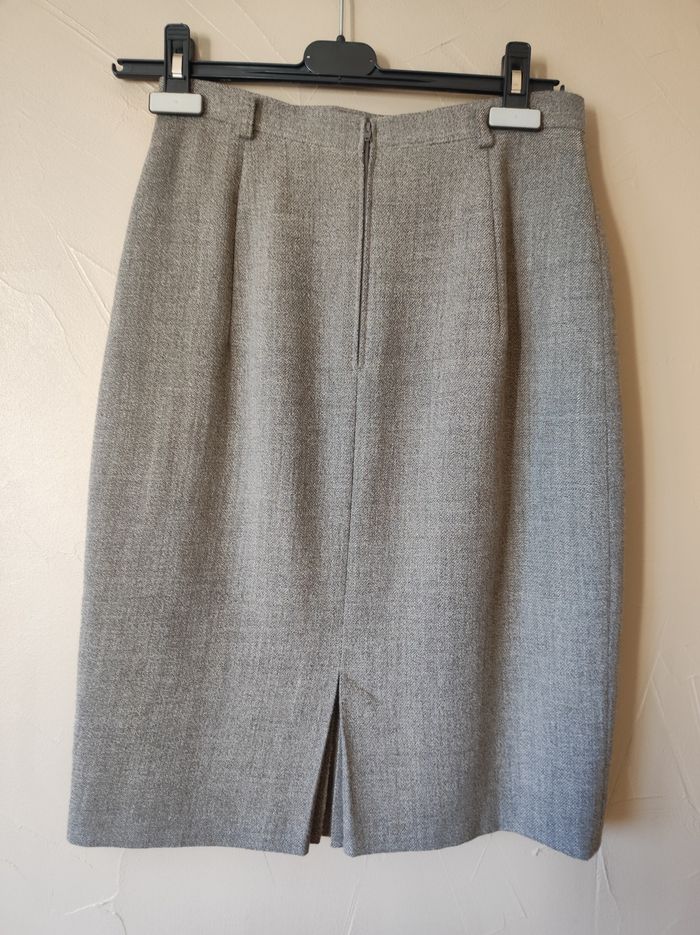 Jupe en laine vierge Bianca beige taille 36 - photo numéro 2