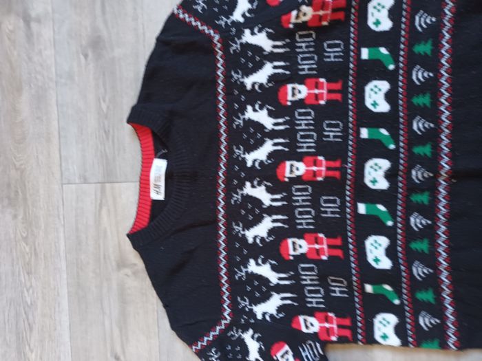 pull noel noir 8 ans 9 ans 10 ans pere noel  garcon - photo numéro 3