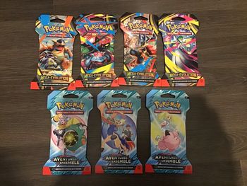 Lot 7 boosters sous blisters cartes Pokémon Méga évolution ME01 Aventures ensemble EV09