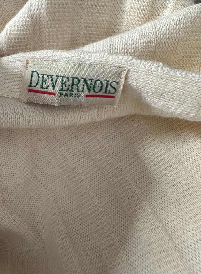 Cardigan texturé beige crème en laine vierge Devernois Paris Vintage T44 XXL - photo numéro 8