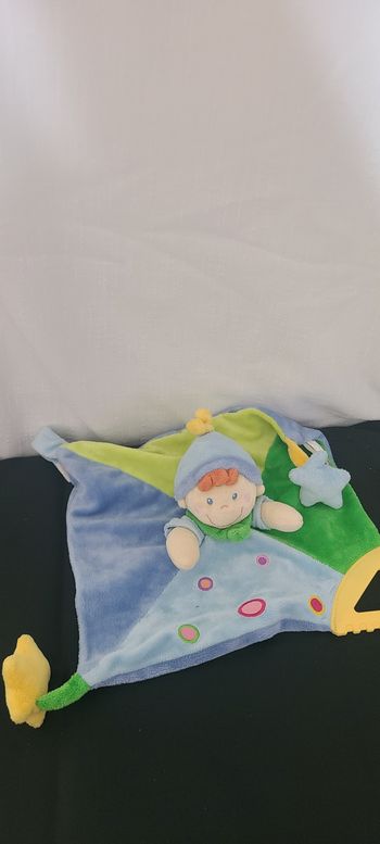 Garçon MOTS D'ENFANTS doudou carré plat bleu