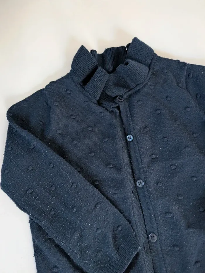 Ensemble bleu marine fille 3 ans jean marguerites et gilet - photo numéro 3