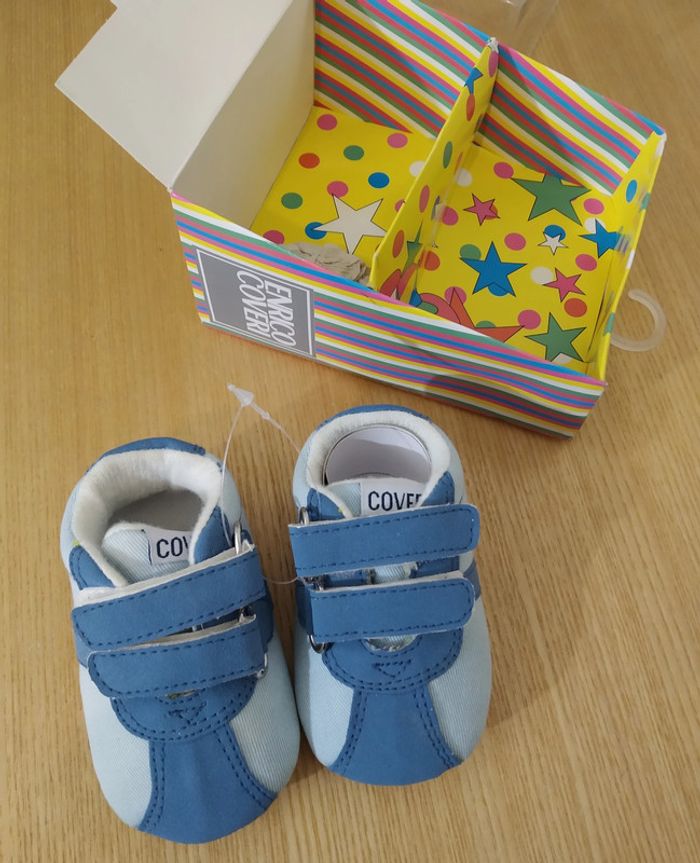 Baskets chaussures bébé bleu neuves 17