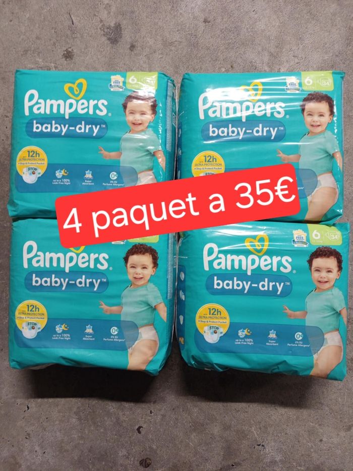 4 paquet de couche pampers taille 6 a 35€
