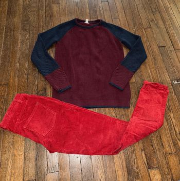 Pull okaidi et pantalon velour Monoprix  14 ans