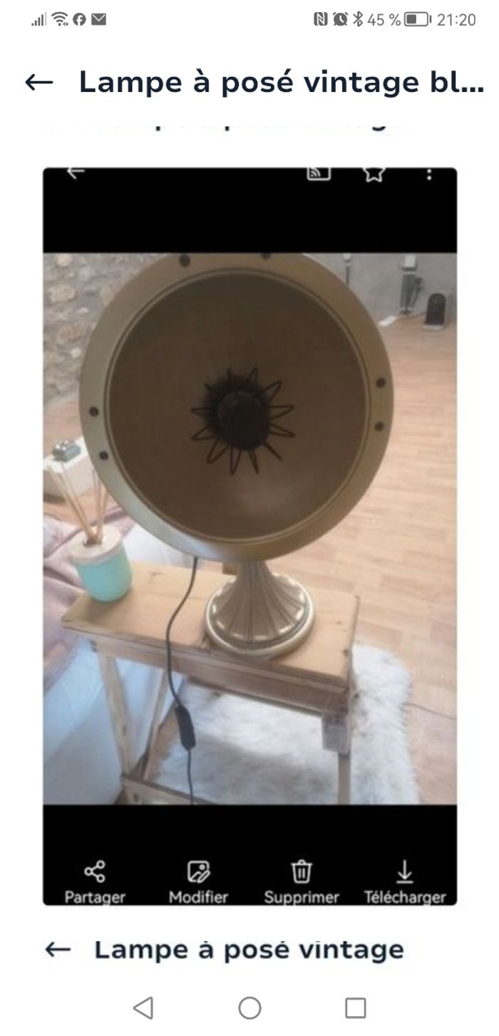 Lampe à posé vintage blanche ou doré - photo numéro 8