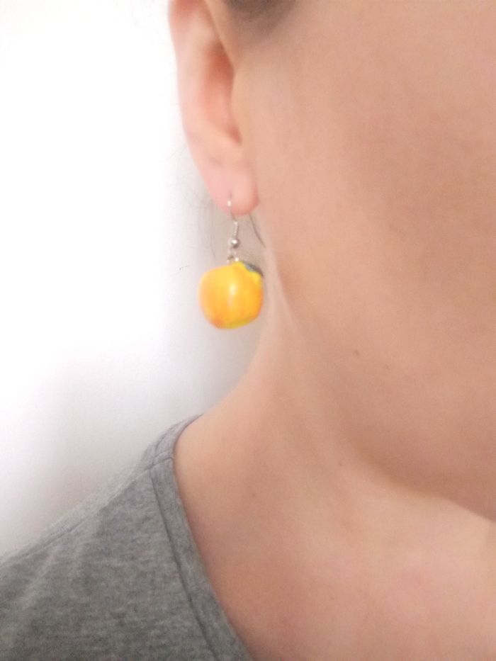 Boucles d'oreilles rondes pommes jaunes - photo numéro 6
