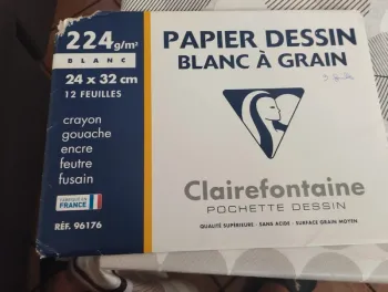 Pochette papier dessin blanc à grains