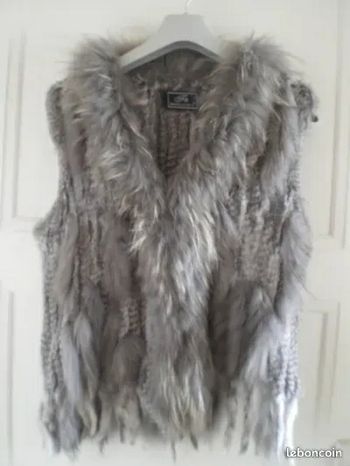 Gilet  peau de lapin et marmotte taille M/L