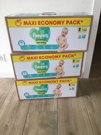 3 cartons couches Pampers harmonie taille 2