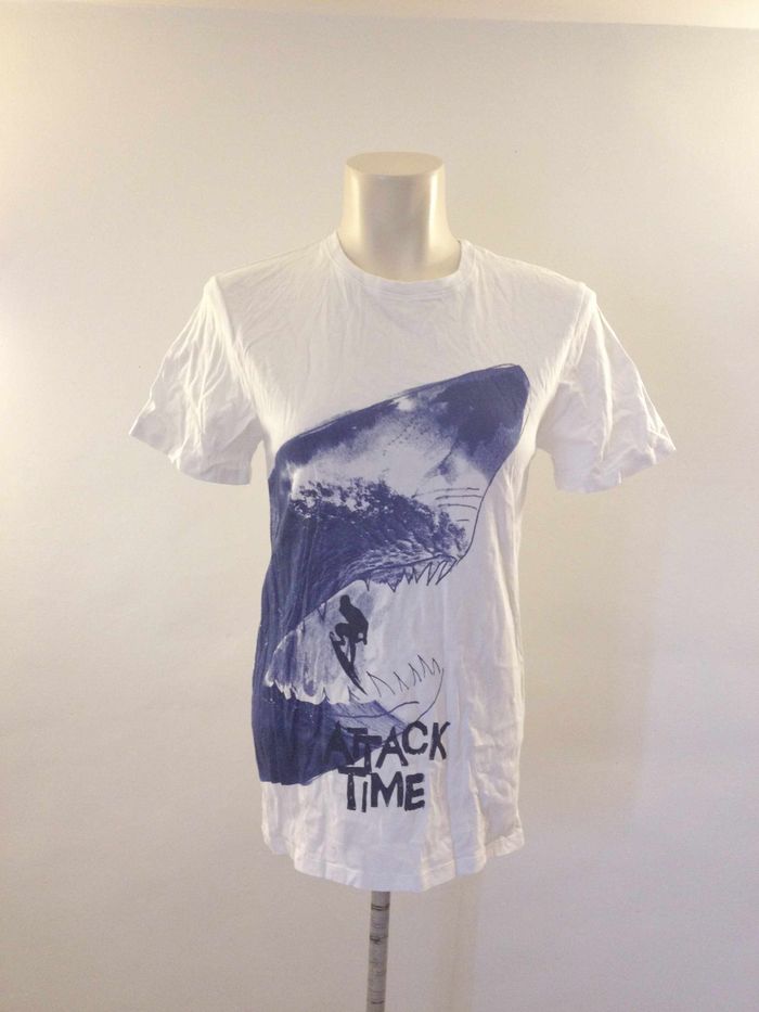 T shirt blanc motifs mer owk homme 38 100% coton