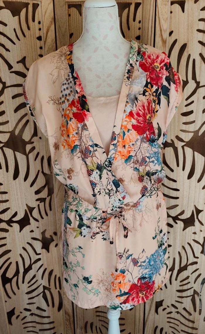 Robe kimono imprimé fleurs T 38 Promod