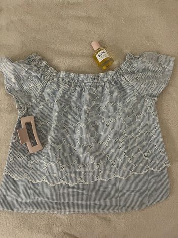 top bleu blanc stradivarius