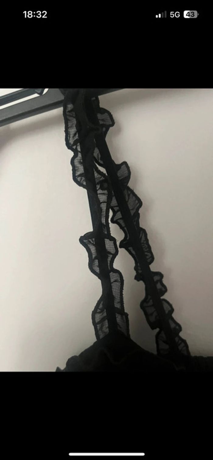 Robe noire en voile doublée - Taille 38, Mim, bas volanté élégant - photo numéro 4