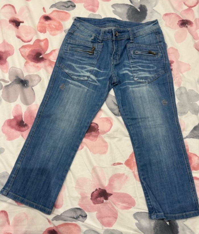 Jeans pantacourt taille basse
