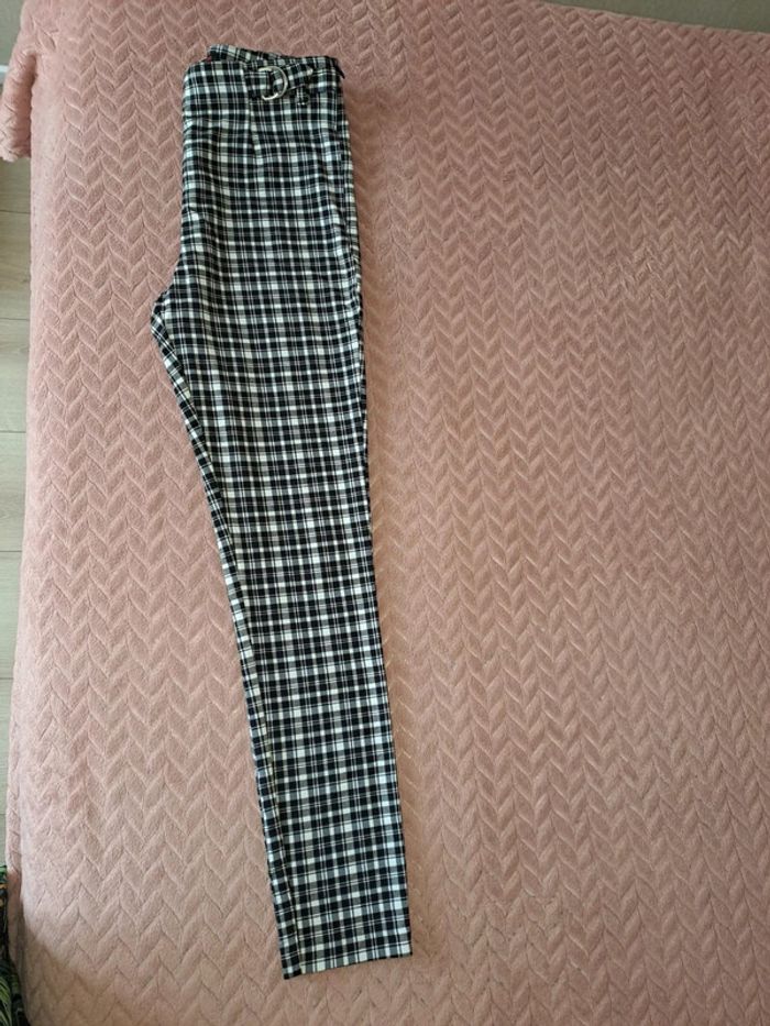 Pantalon femme slim à carreaux Jennyfer 38 noir et blanc comme neuf - photo numéro 8