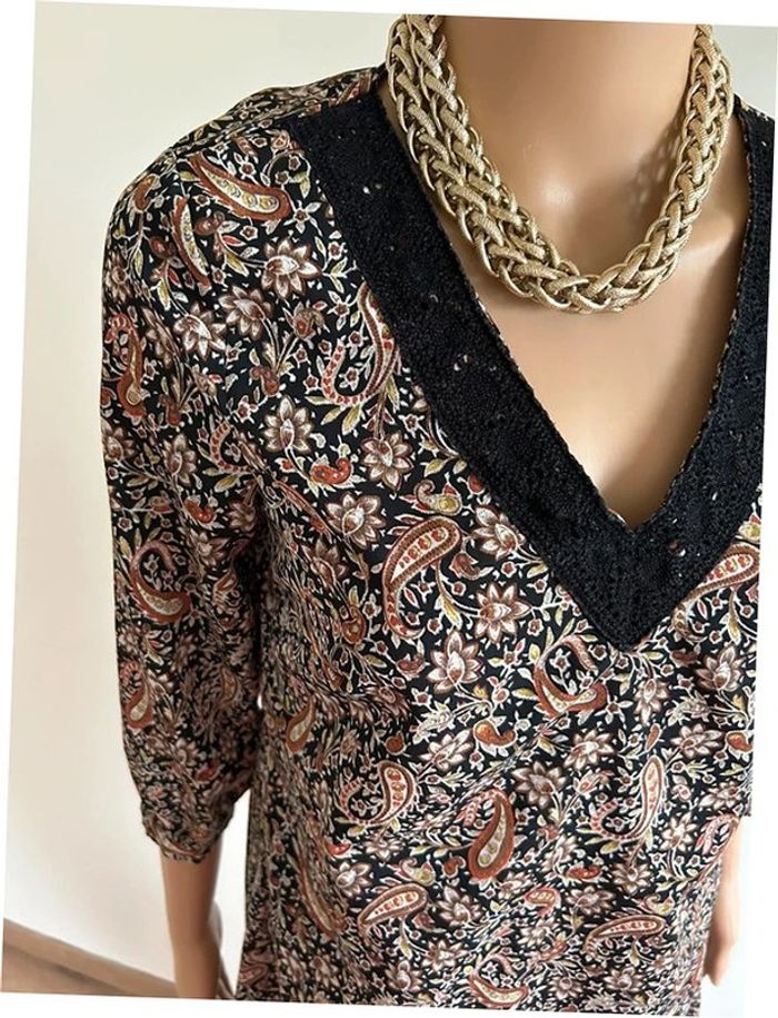 Robe imprimée avec manches 3/4 Cache Cache taille S TBE - photo numéro 5