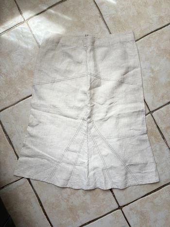 Jupe Christine Laure - 100% lin - beige/crème - taille 46 - comme neuve