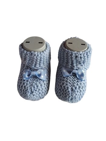 Chaussons bébé Bleu pois blanc