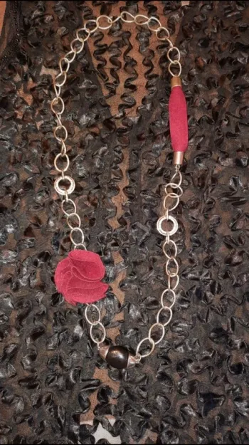 🌺 Sautoir fleur métal argent