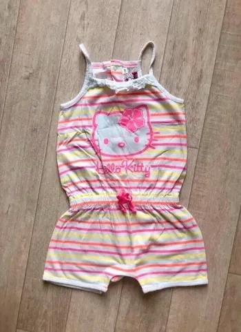 Combinaison short fille blanc multicolore
