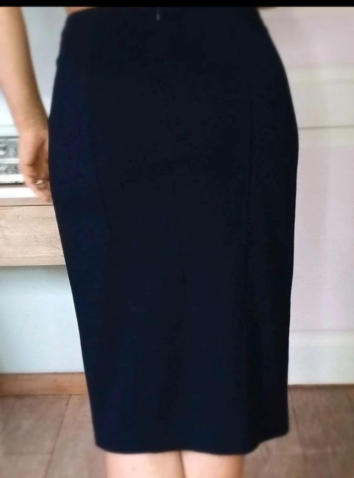 Jupe  mi-longue  Marine - Viscose  Nylon -  L  - Parfait  État - photo numéro 3