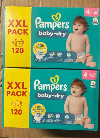 Lot de 02 cartons Pampers T4 Baby dry  xxl