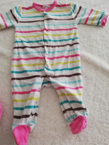 Pyjama une pièce fille à rayures Kitchoun 6 mois