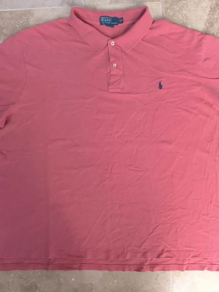 Polo Ralph Lauren homme taille 4XB rose saumon logo marine excellent état - photo numéro 2