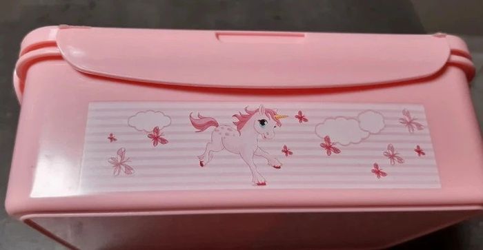 Grande boite à goûter rose motif licorne neuve - photo numéro 2