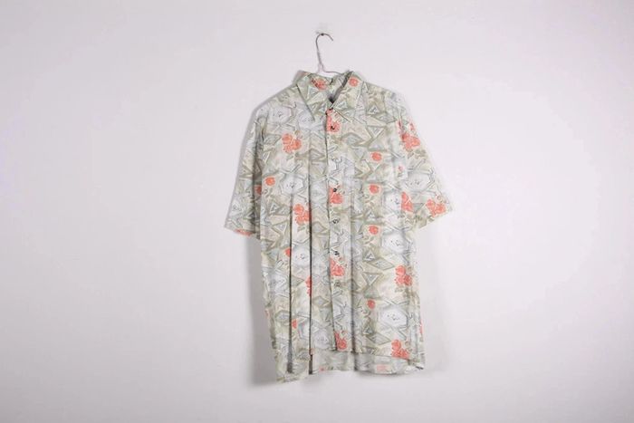 Magnifique chemisette vintage 80's en coton motif abstrait (#240188)
