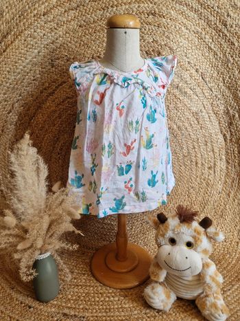 Jolie robe blanche à motifs cactus fille du pareil au même 24 mois 86cm