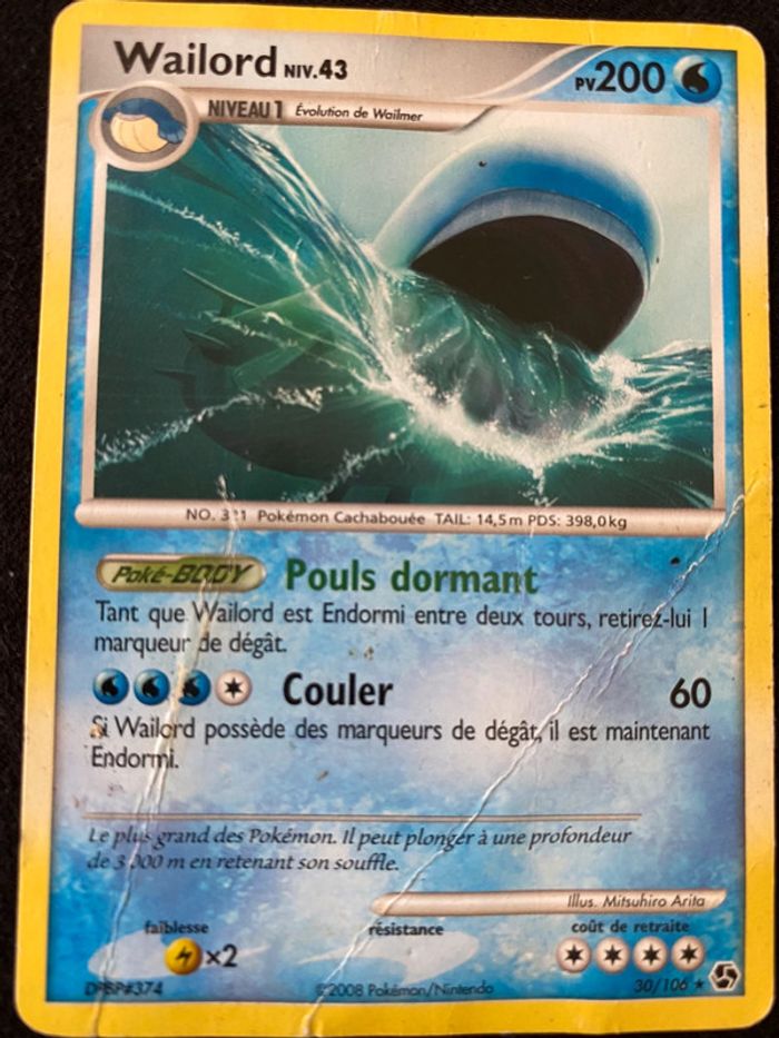 Carte Pokémon rare Wailord 200PV 30/106