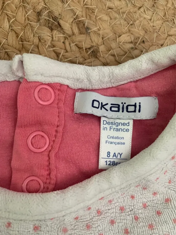 Pyjama velours rose et blanc Okaidi 8 ans - photo numéro 6