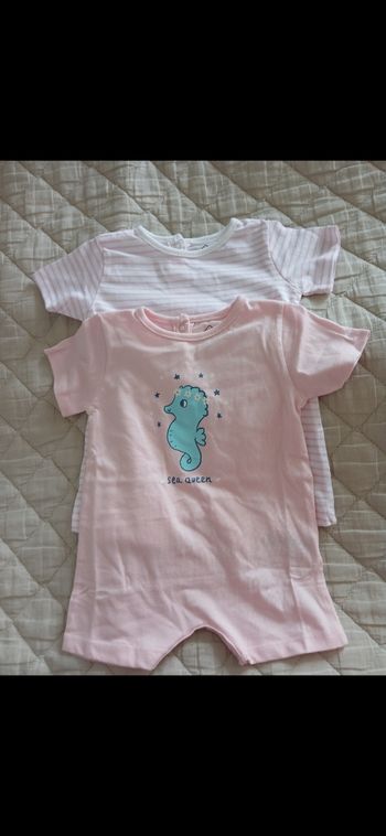 Lot 2 barboteuse combishort fille tex baby 60 cm 3 mois