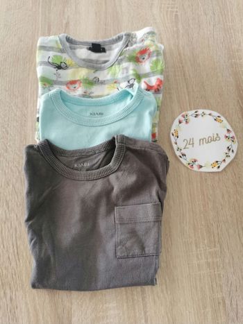 Lot de 3 t-shirts manches courtes bébé 24mois kiabi tbe