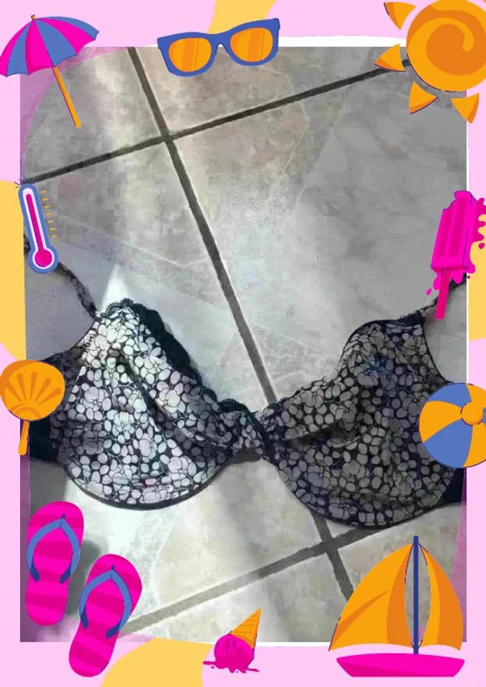 Soutien gorge noir beige 90 C Well