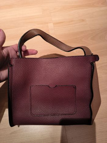 Petit sac à main bordeaux et marron clair