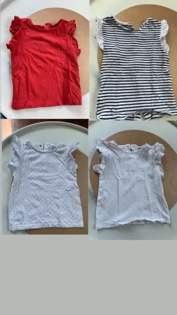 Lot quatre tee shirt avec volant aux épaules