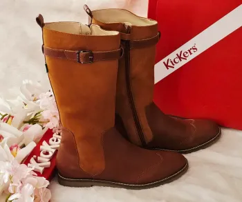 Bottes Hautes Cavalières Cuir Zip Kickers T36