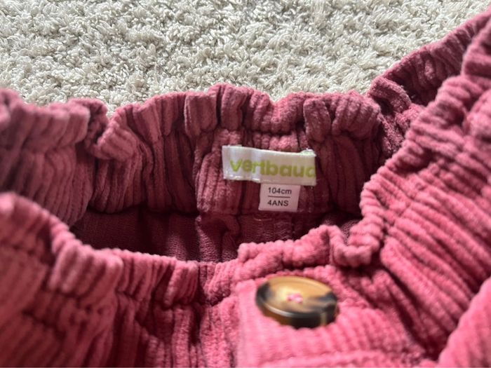 Short hiver en velours rose Vertbaudet taille 4 ans - photo numéro 2