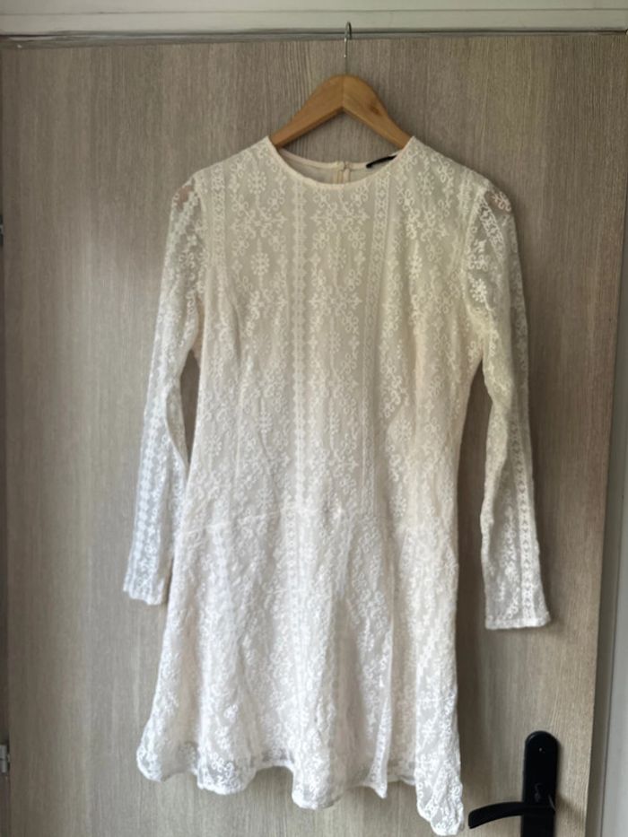 🤍 sublime robe en soie écru style bohème effet dentelle - Ikks - T40 - photo numéro 2