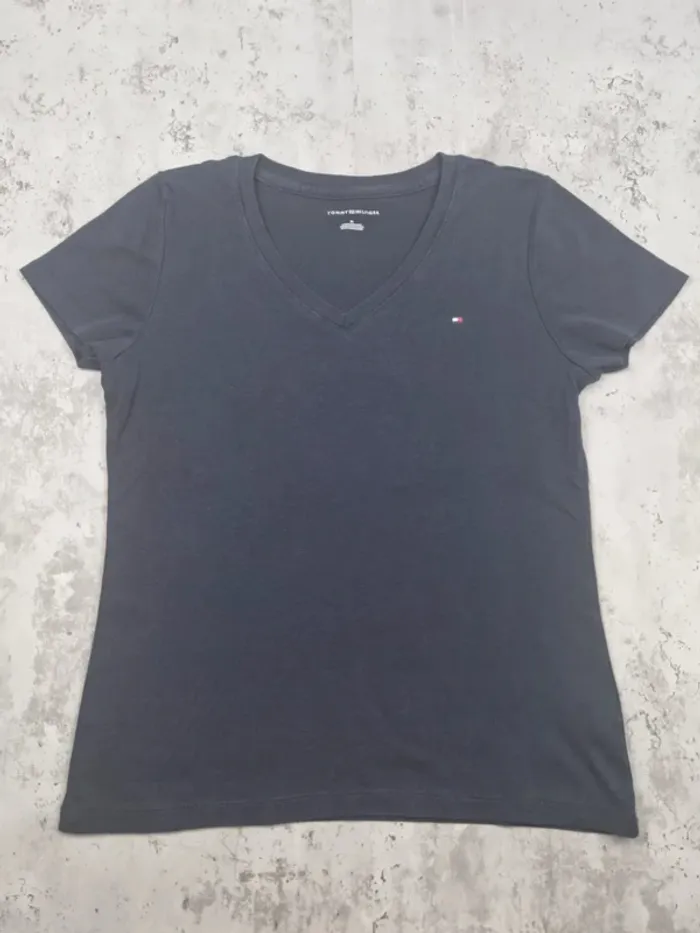 T-shirt col V Tommy Hilfiger bleu marine – Taille M Femme - photo numéro 3