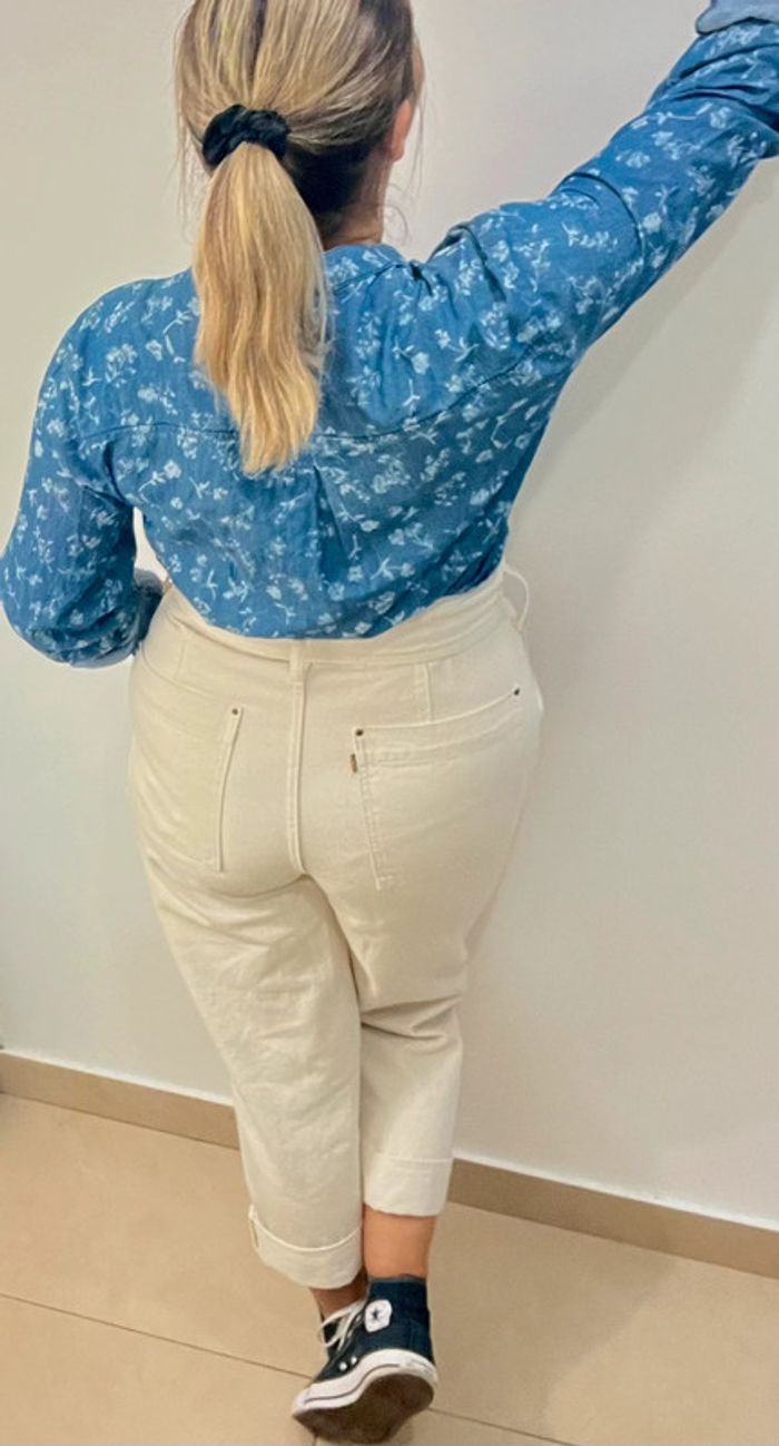 Blouse En Jean Imprimée Fleurs Taille M - photo numéro 7