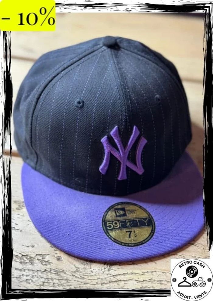 Casquette, New Era, New York, violette et noir à rayures taille 7,5
