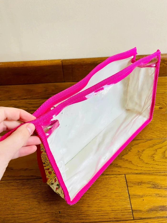 Sublime pochette trousse toilette maquillage blanc et rose - photo numéro 2