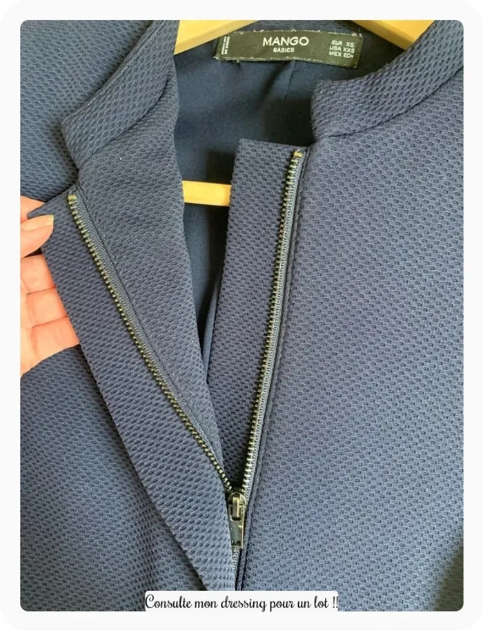 Veste courte bleu marine Mango suits - photo numéro 3