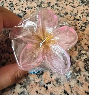 Pince à cheveux fleurs d'hibiscus neuf rose paillette